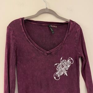 Y2K Central Park Women Medium Top Fitted Ribbed Whimsigoth Distressed  Grunge